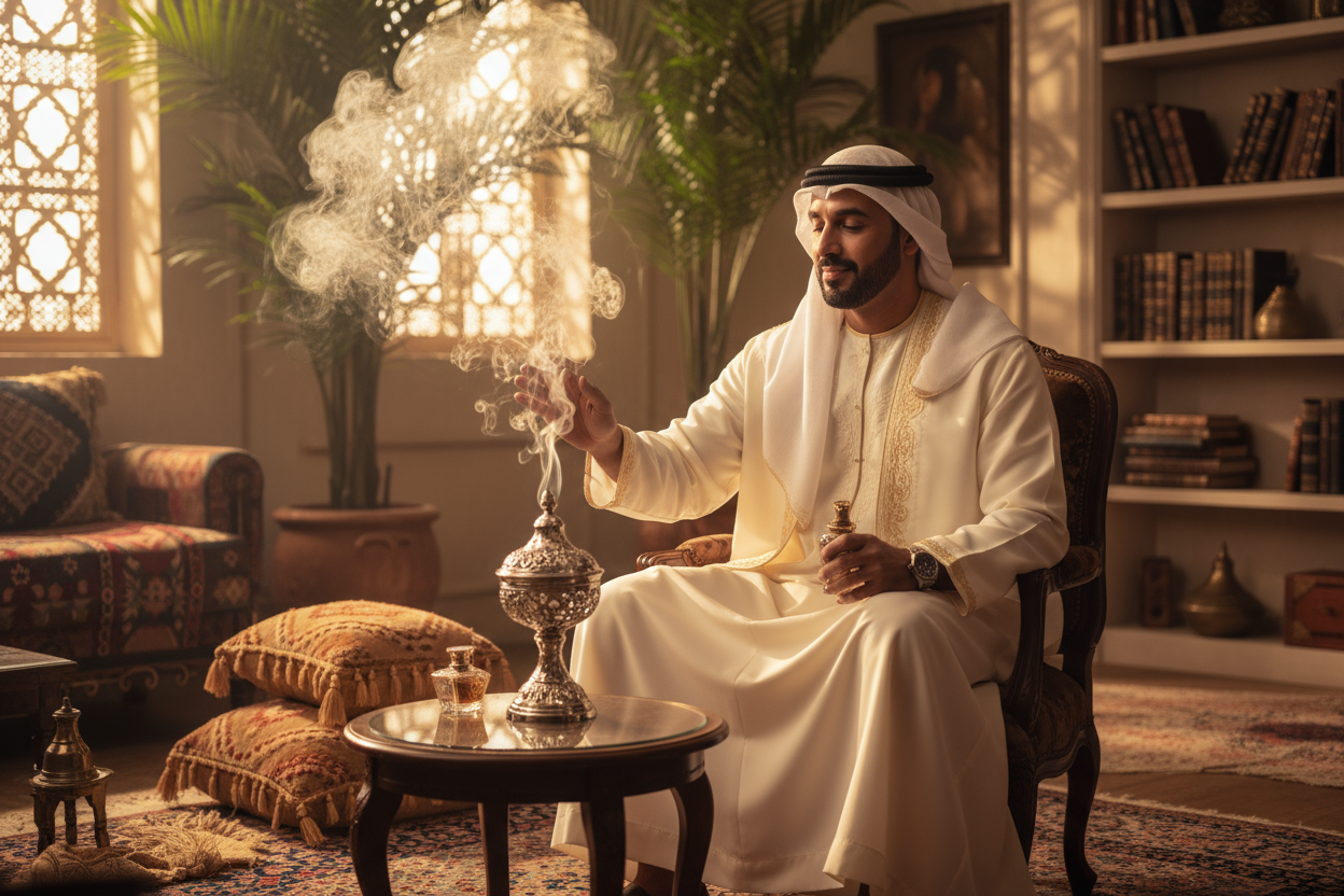 fragranze arabe uomo (uomo che si inprofuma con bkhour)